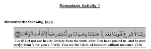 Ramadaan Activity 1, ages 12 and up