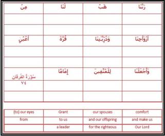 09-Du’a for Family-Ramadan1435-Du'a Memorization Workbook