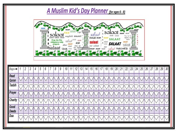 A Muslim Kid's Day Planner